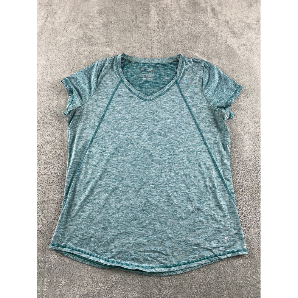 Xersion Essential Performance Tee Everair Teal Space Dye V-Neck Active Shirt L